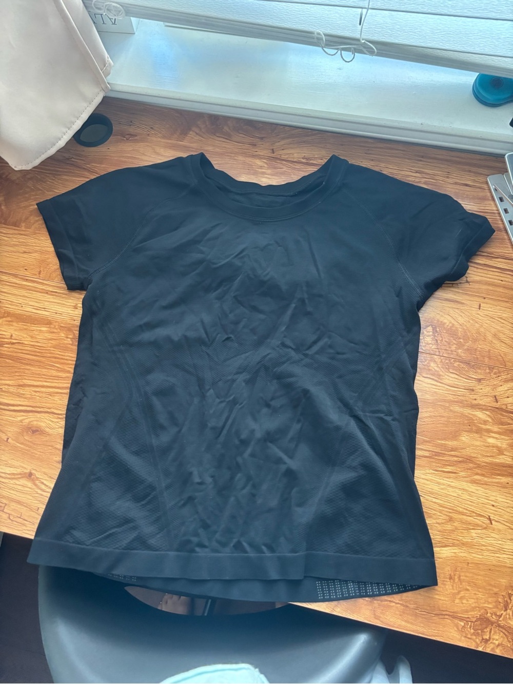 Athleta Black Short Sleeve Crew Tee — Breathable Active Top